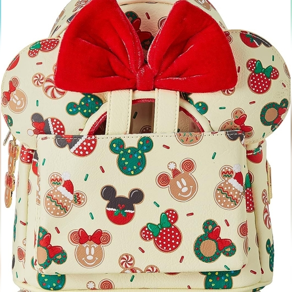 NWT! Christmas Loungefly Disney Mickey Cookie Backpack, wallet and ears set - Picture 3 of 8